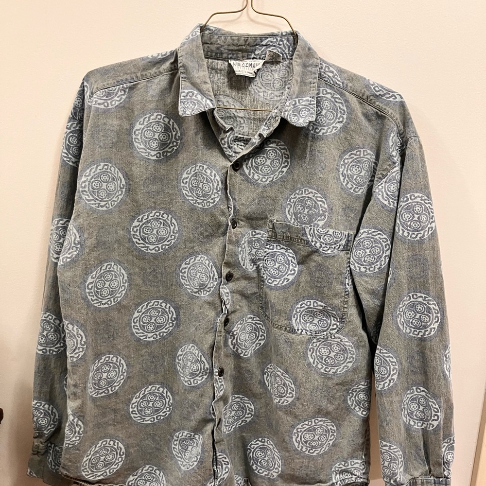 Cool Gray Patterned JAZZMAN Men's Shirt SZ L